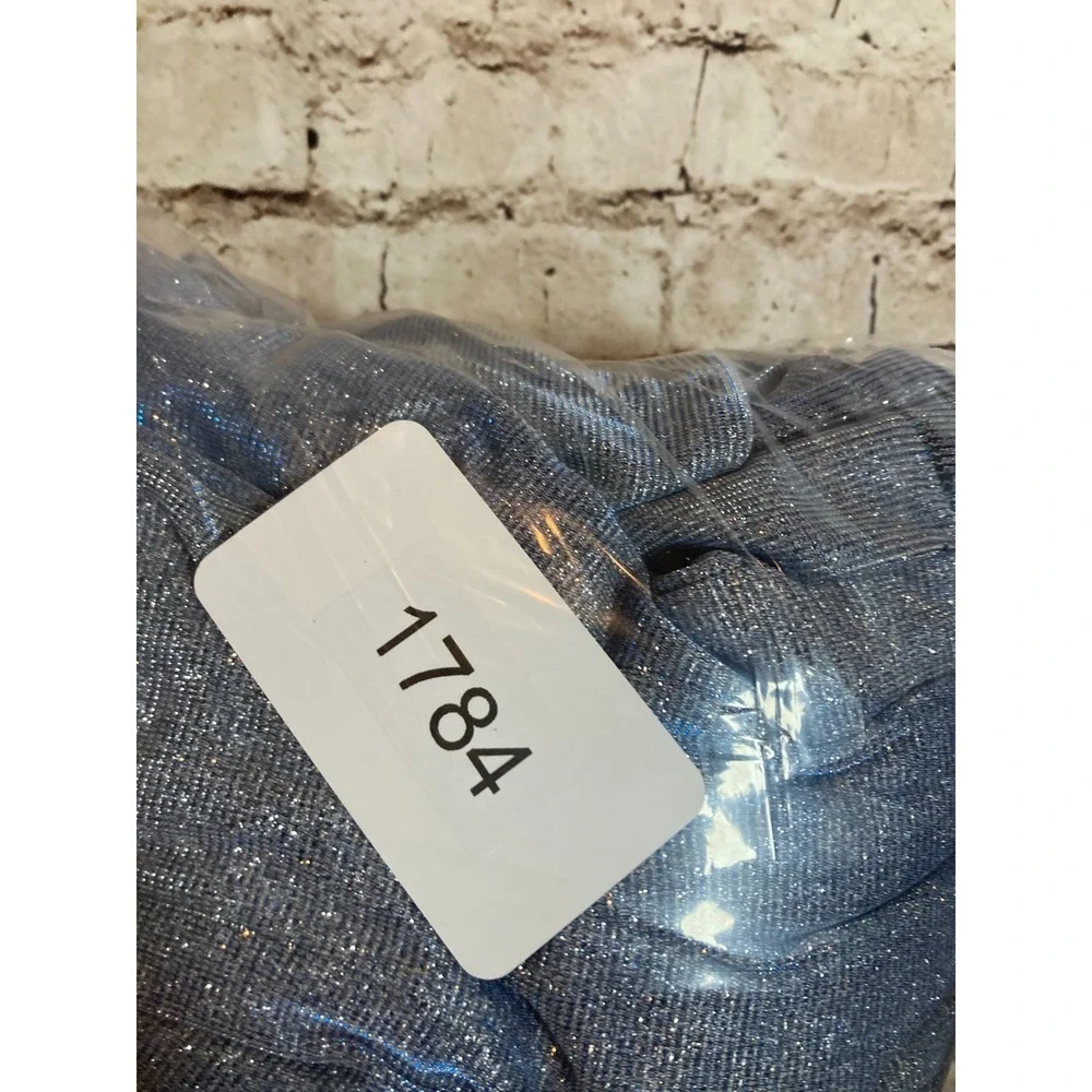 Nightway‎ Dress 22W Icy Blue All Over Glitter Mother of The Bride Gown Slit Plus - Picture 13 of 16